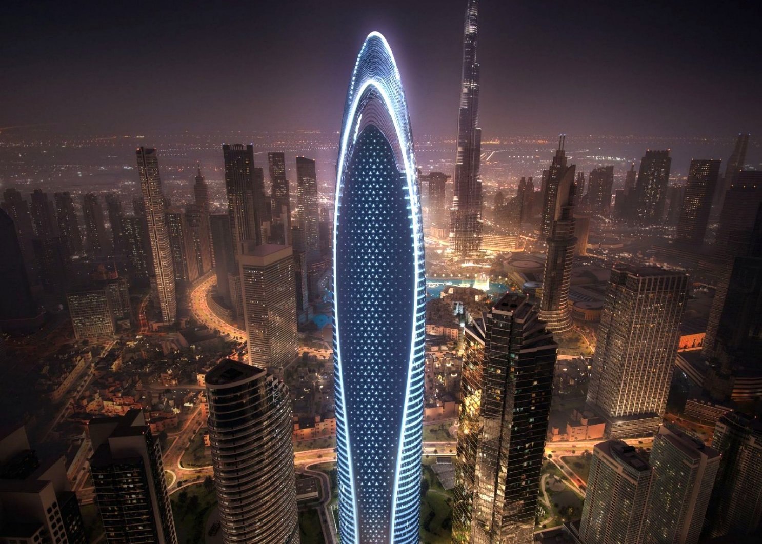 Dubai skyline and Binghatti architecture